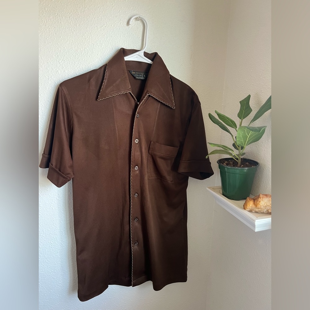 JC penney vintage towncraft polyester soul shirt short sleeve silk 1960s 1970s